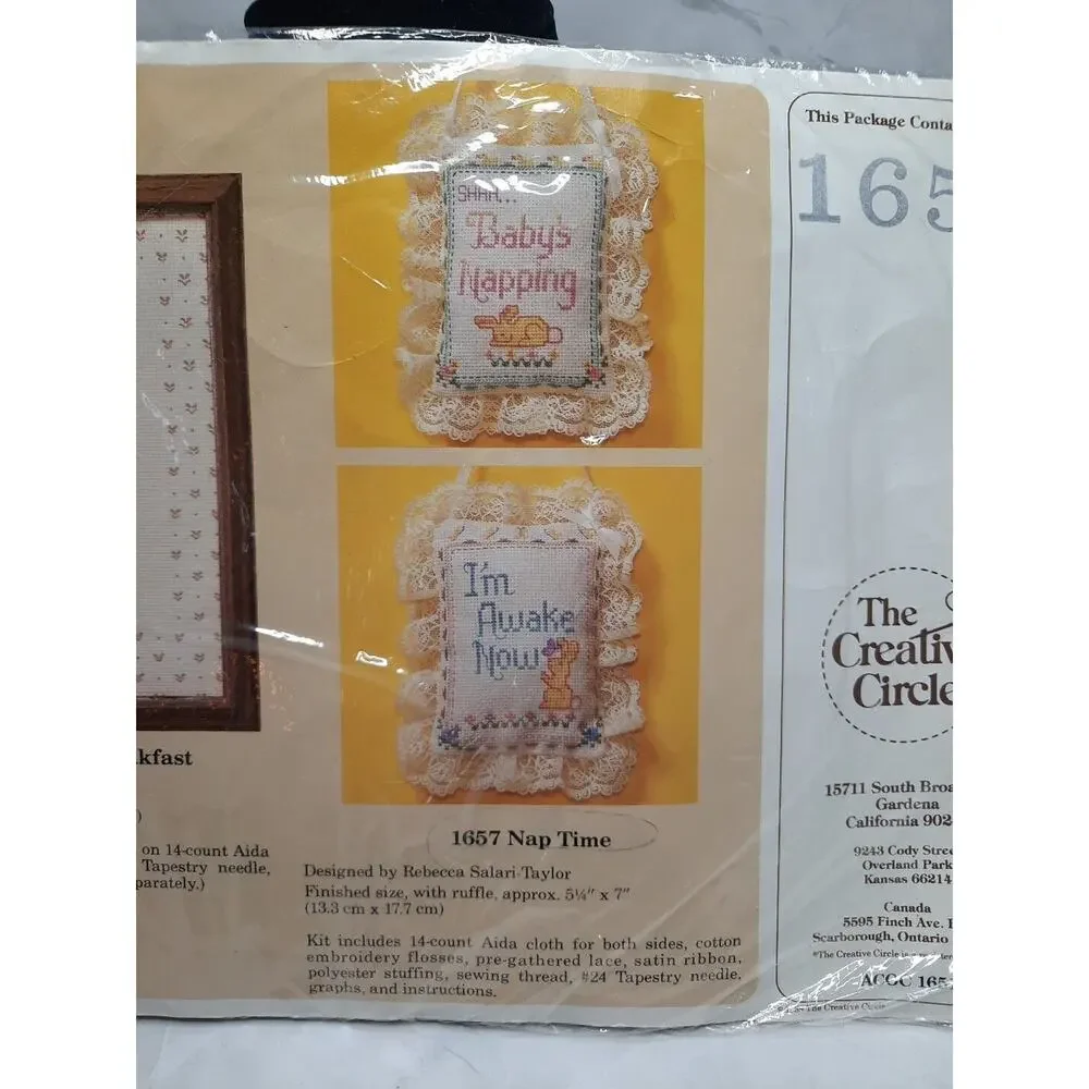 Vintage The Creative Circle Cross Stitch Kit 1657 Nap Time Double Sided Pillow